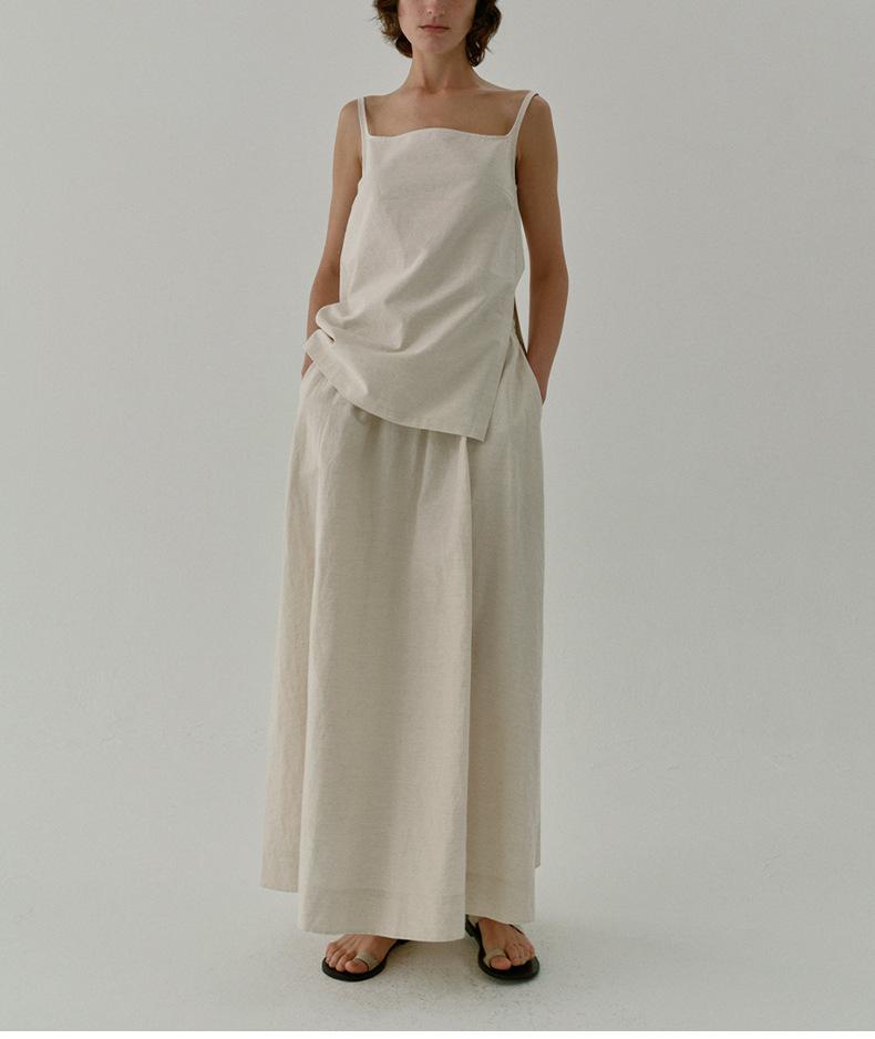 Summer new cotton and linen sling vest French casual sleeveless loose and comfortable zipper top, square neck shirt outside