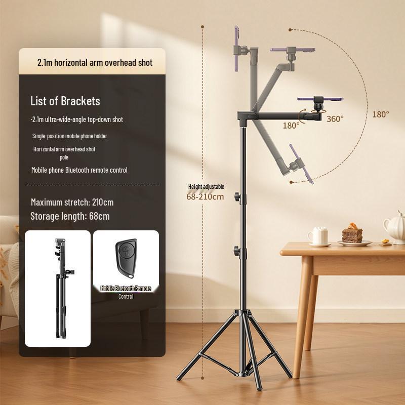 2026 Multi-functional Phone Holder Floor Tripod for Live Streaming and Outdoor Top-down Shooting