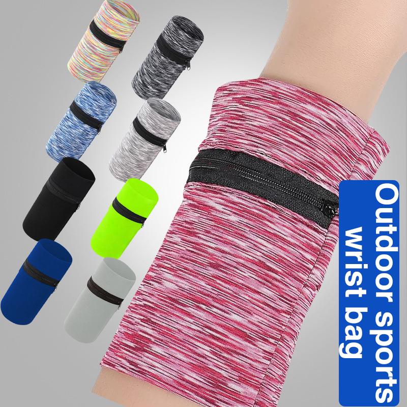 1 pochette portefeuille légère à fermeture éclair pour téléphone, carte, clé, bandeau anti-transpiration, pour gym, fitness, sport, cyclisme