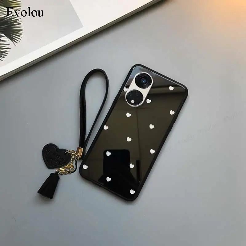 For Honor 600 Lite Tempered Glass Hard Protection Phone Case For Honor 500 Smart Love Heart Pattern Shockproof Back Cover