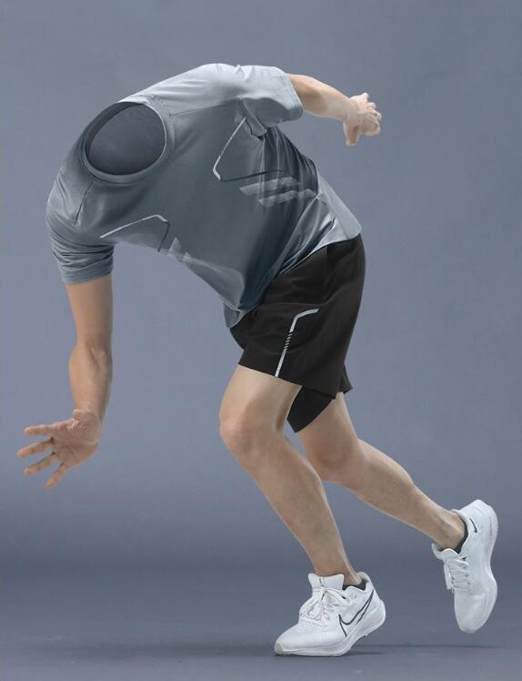 

Мужской фитнес-комплект из ледяного шелка: Футболка с коротким рукавом и тренировочные баскетбольные шорты для лета L