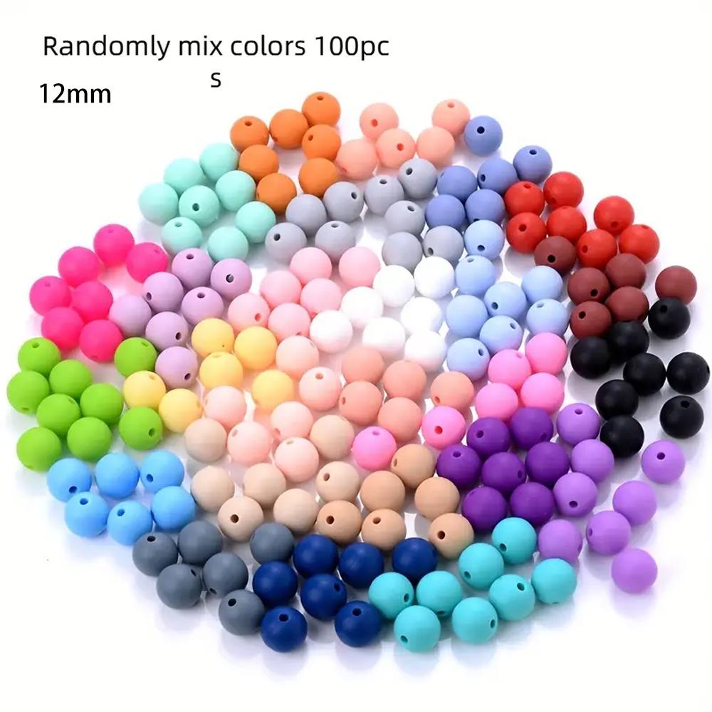 50/100PCS mixed silicone beads, 12mm/15mm DIY craft beads, suitable for keychains, bracelets, necklaces, and jewelry making