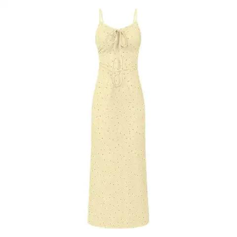 Premium milk yellow floral suspender dress dress women's summer pure desire wind slim fit slim long short skirt small cardigan