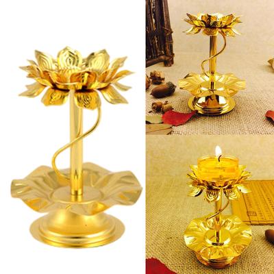 Decorative Candle Stand 4Inch Alloy Lotus Leaf Shape Perfect for Wedding Spiritual Buddhists Gathering Supplies