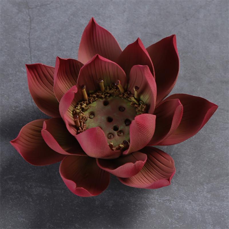 

Керамическая курильница в форме лотоса, домашний декор, офисный чайный домик, держатель для ароматических палочек, буддийская курильница ручной работы для ароматерапии