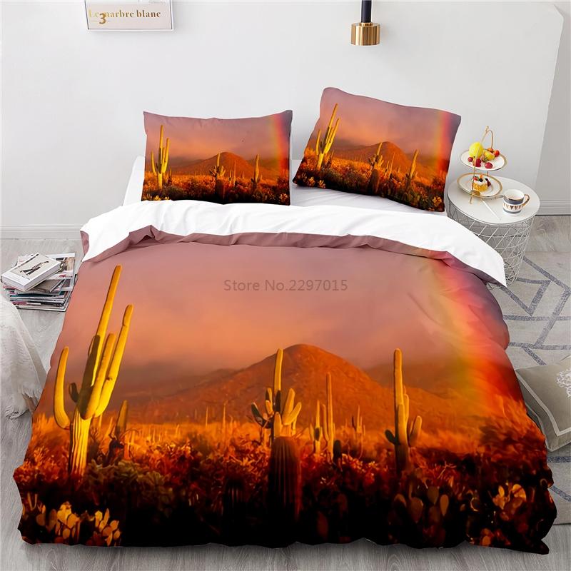 Desert Cactus Landscape Printed Bedding Set 3d Duvet Cover Sets Pillowcases Adult Children Twin Full Queen King Size Bedclothes
