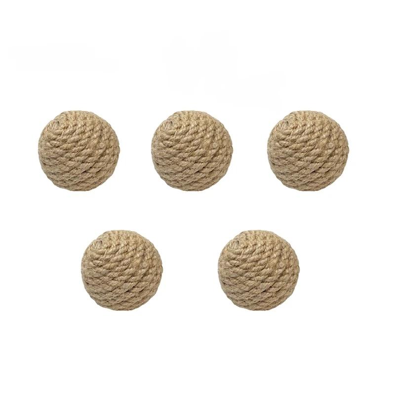 10pcs Solid Colored Sisal Ball Cat Teasing Toy Ball Self Hi Grinding Teeth Durable Cat Teasing Stick Cat Making Sound Bell Ball