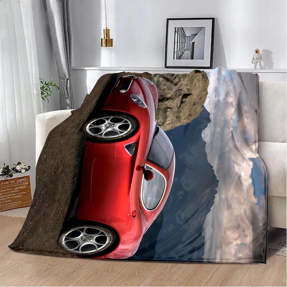 Sportwagen-Luxus-ALFA-ROMEOES-bedruckte Decke, Picknickdecken, warme Decke, weich und bequem, für zu Hause, Reisen, Geburtstagsgeschenk