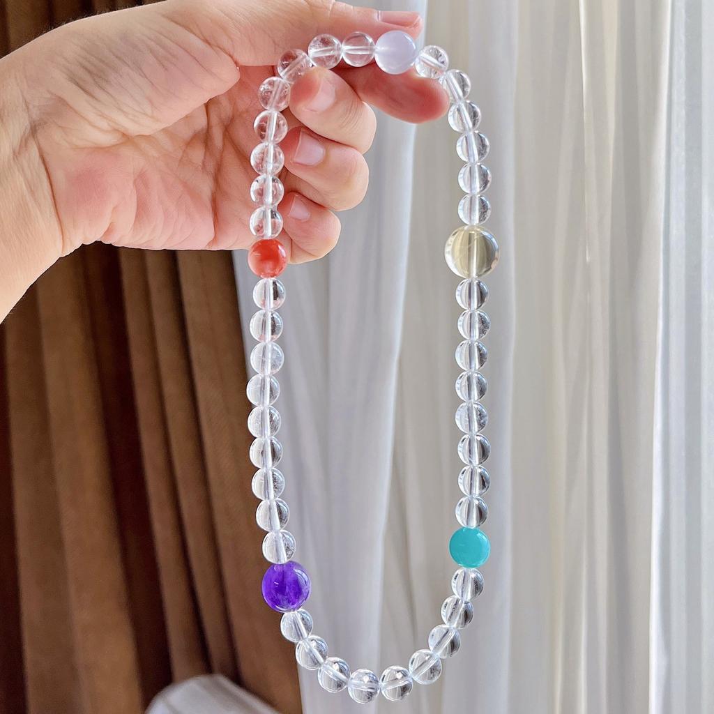 6-12Mm Natural White Crystal Lemon Citrine Amethyst Tianhe Stone Multi-Circle Bracelet Bracelet
