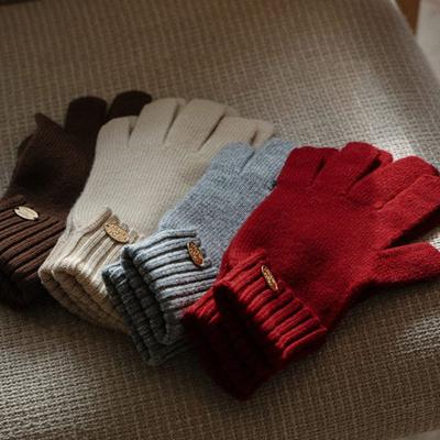 HOUSE of POND Coin Wool Gloves (Beige, Grey, Red, Brown)