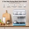 Bowl and Plate Drying Rack, Double-Layer Kitchen Dish Rack, Covered Draining Rack, Double-Row Draining Rack, Dish Draining Rack