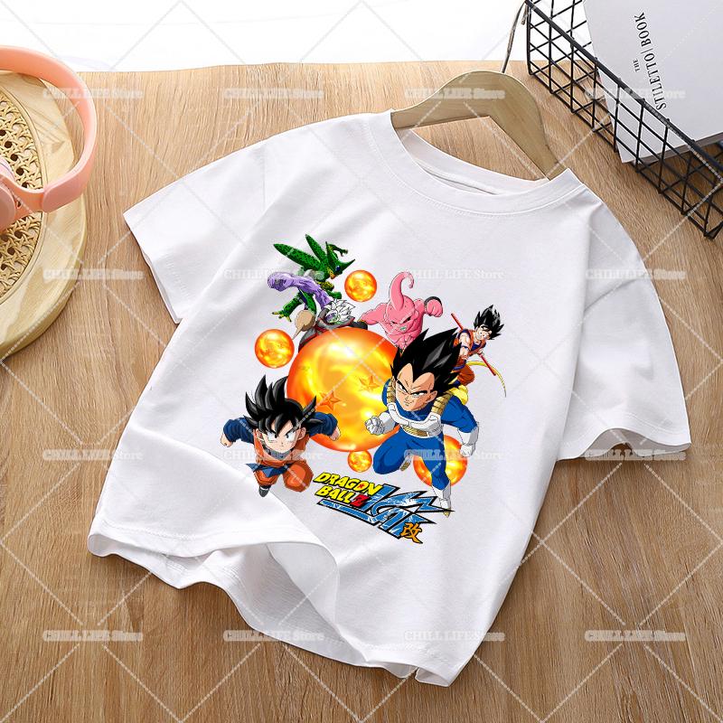 Anime Dragons Ball Children TShirts Cartoon Son Goku Short Sleeves Top Girl Boy Summer Crew Neck Tee Shirts Casual Kids Clothes