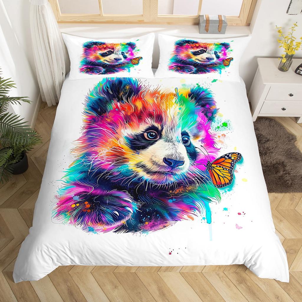 Comforter Cartoon Panda Bedding Set Adorable Animal Pattern Set Suitable For Boys And Girls Queen Size Warm Soft Breathable