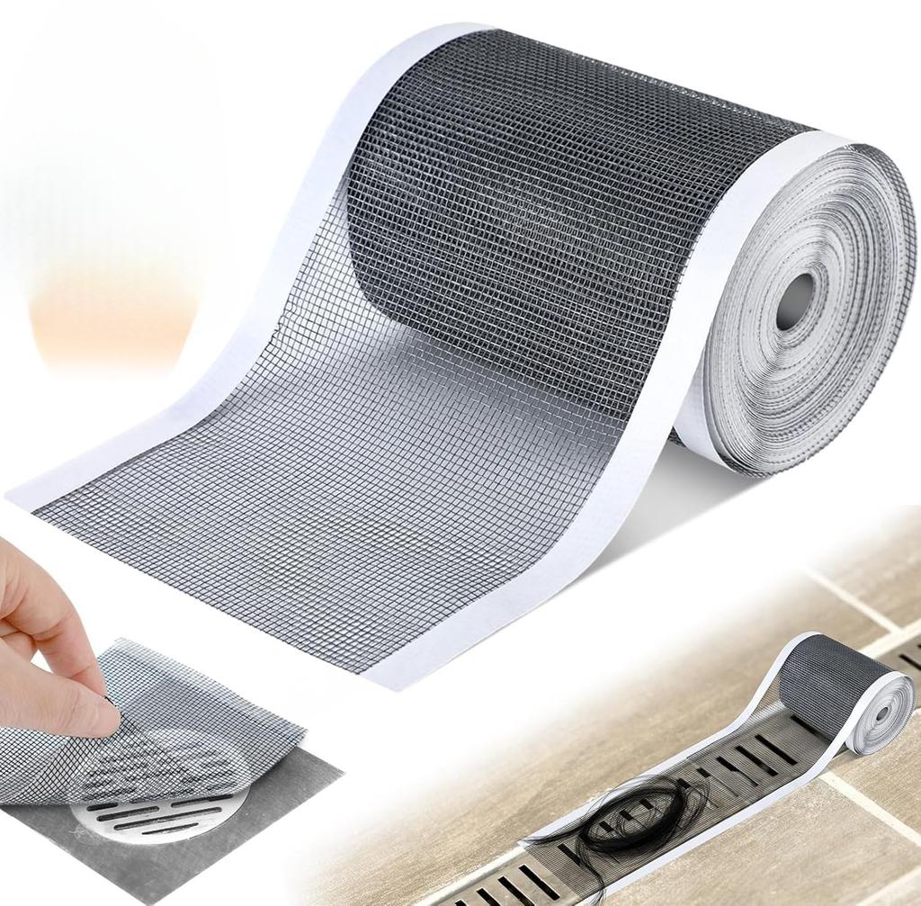 1 Rolle 5m/196.85in Einweg-Zuschneidbarer Badezimmer Bodenablauf Aufkleber Duschabflussgitter Filter Haarfänger Küchenspüle Abfluss