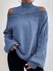 2023 Autumn/Winter Off-Shoulder Semi-High Neck Loose Oversized Knit Sweater for Women