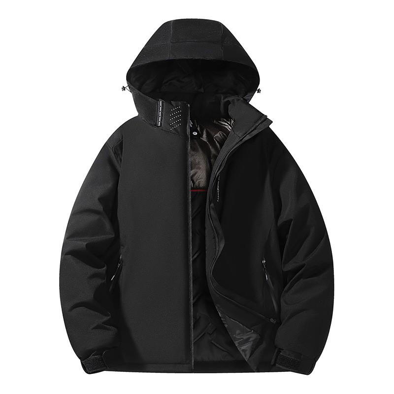 Mens Winter Graphene Insulated Windproof Outdoor Jacket With Removable Cotton Liner Hooded Loose Fit Hiking Camping Skiing