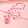 New Girl's Collarbone Necklace Princess Zircon Color Crystal Zircon Butterfly Children's Necklace Bracelet suit