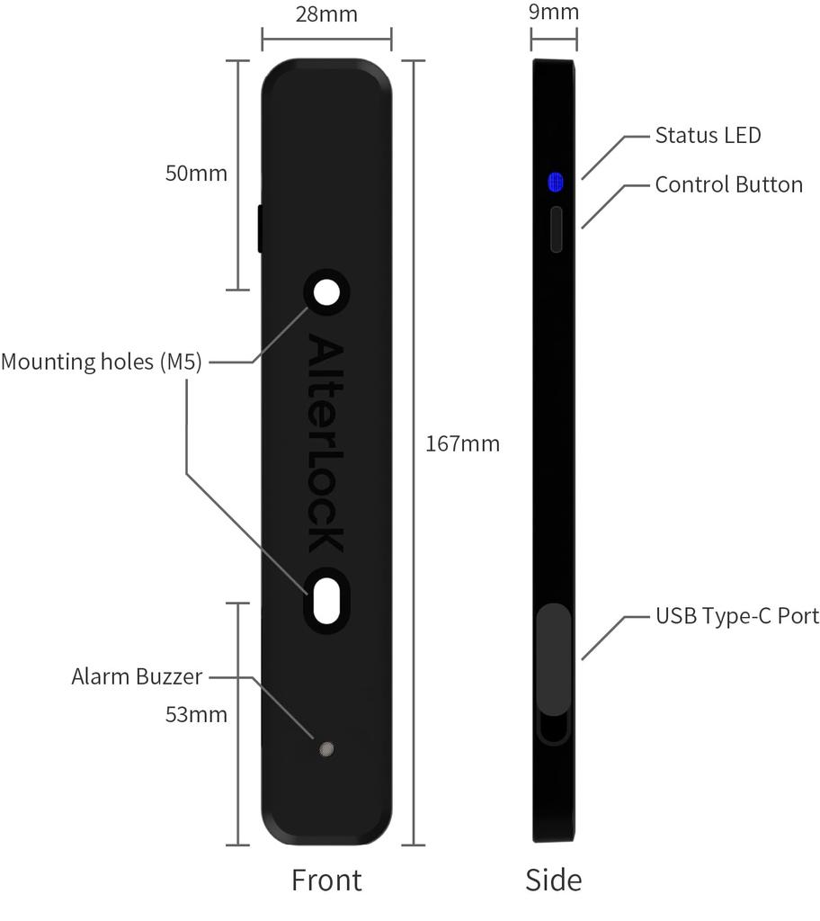 AlterLock Gen3 | Anti-Theft Alarm GPS/Wi-Fi Tracking Device Bluetooth/LTE-M APP Connection | For Bicycle,