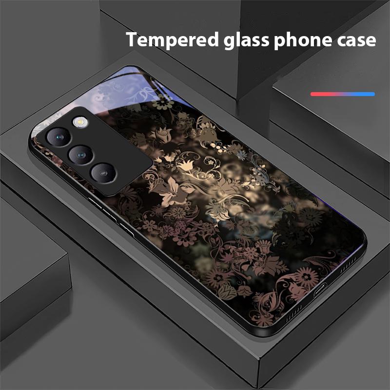 Kolorowy Totem Kwiatowy Dla Y72 33S 11 03 36 96 Lite 35 16 Iqoo 12 V40 SE 5G 29 40 21 30 X80 Pro Vivo Etui na Telefon ze Szkła Hartowanego