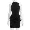 European & American Women's Winter Solid Slim Fit Round Neck Sleeveless Mini Dress