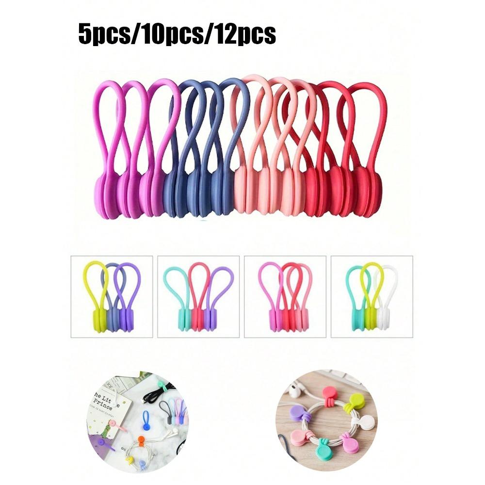 Magnetic Cable Organizer, Reusable Silicone Cable Ties, Twist-Tie Cable Management for Bundling and Organizing Items, Refrigerator Magnet Cable Wrap