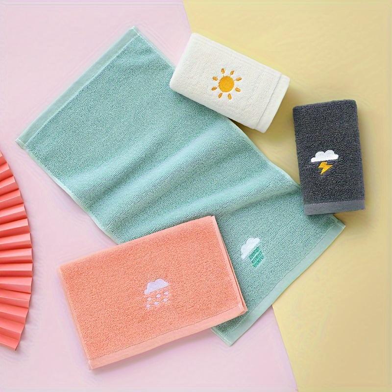 2pcs Combination Weather Pattern Soft Pure Cotton Face Towel Suitable for Daily Bathing Use