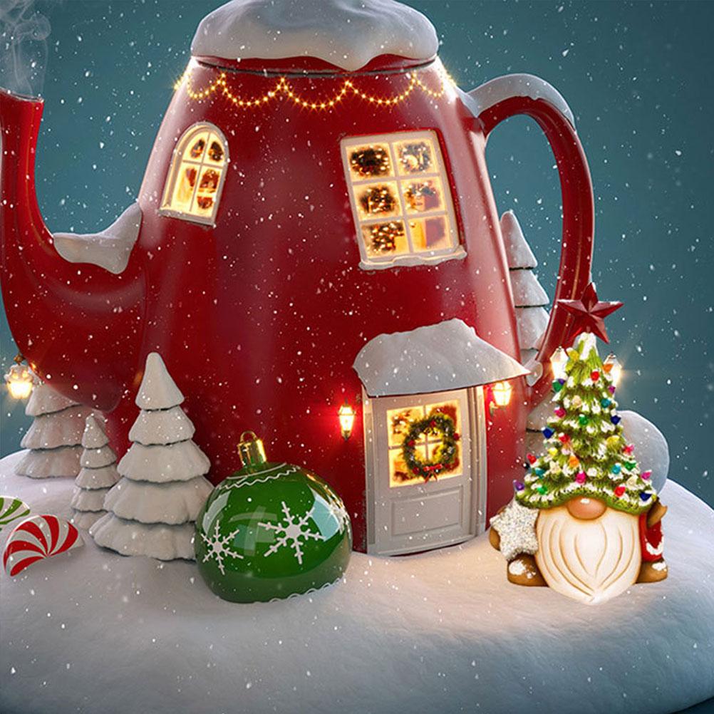 Resin Gnome Christmas Tree Tabletop Christmas Tree Resin Crafts Gnome Statue Home Ornaments Christmas Decoration