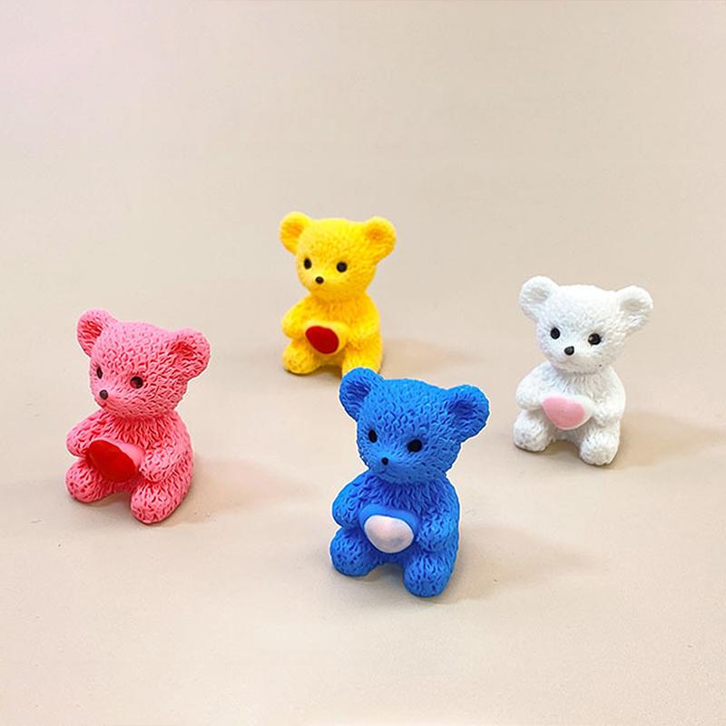 1PC Sitting Bear Mini Craft Fairy Garden Ornament Resin Kawaii Love Bear Figurines Miniature Dollhouse Home Decoration