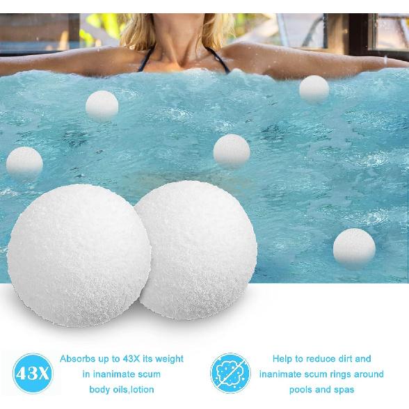 4 Pack Reusable Scum Balls for Spas Hot Tub,Washable Oil Absorbing Sponge Ball for Swimming Pools,Hot Tub, and Spas,Bathtubs Spa