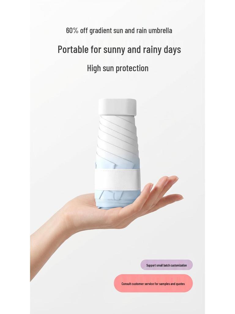 Compact Six-Fold Sun & Rain Umbrella with UV Protection for Women