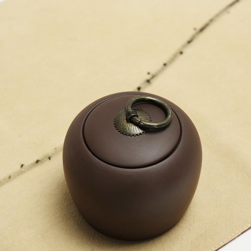 Tea Can Purple Clay Ceramic Tea Jar Sealed Storage Tank Ceramic Porcelain Storage Jar Household Candy Coffee Bean Sealed Tank