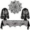 Halloween spider web lampshade cover -20X60 inch black lace ribbon design, battery free, suitable for holiday party decoration