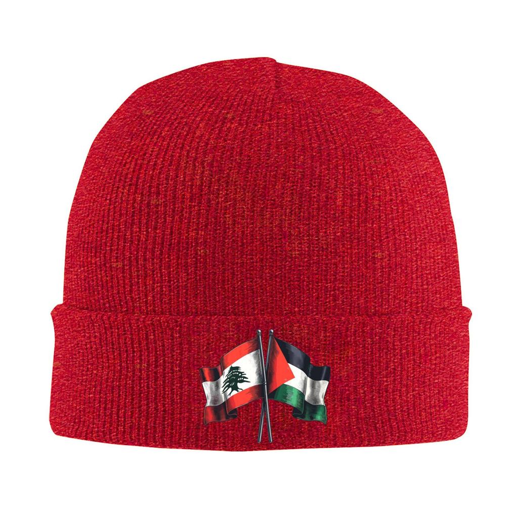 Palestined and Lebanon Flags Hats Autumn Winter Beanie Warm  Caps Female Male Acrylic Knitted Hat