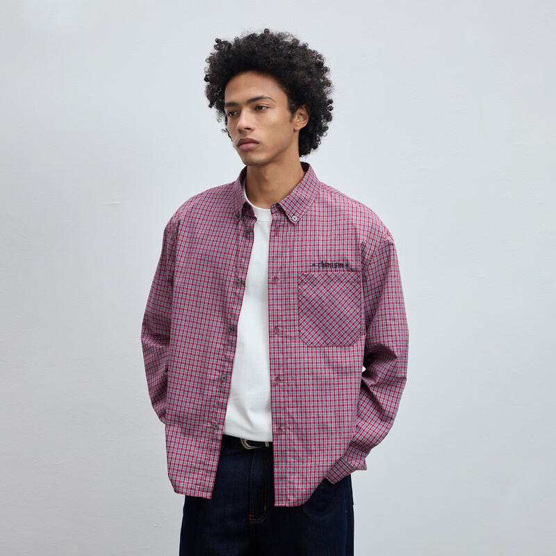 CHINISM Lightweight Embroidered Plaid Shirt M