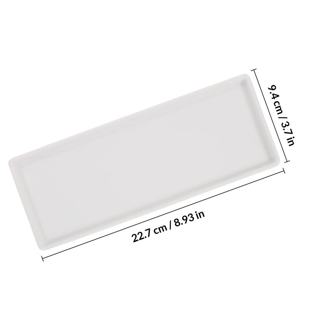 1Pcs Rectangular Tray Long Flat Ceramic Storage Tray for Bathroom Jewelry Organizer Smooth Elegant Home Decor Gift Large White