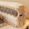 Luxury Fine Flannel Quilted Bed Head Cover Lace Edge Short Plush All-inclusive Headboard Cover Elegant Protective Cover