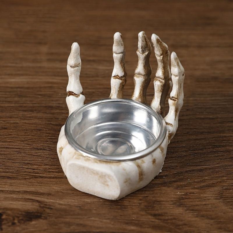 Decorative Hand Tea Light Stand for Indoor Room Styling, Seasonal Shelf Display, Entry Table Use, Candle Not Included