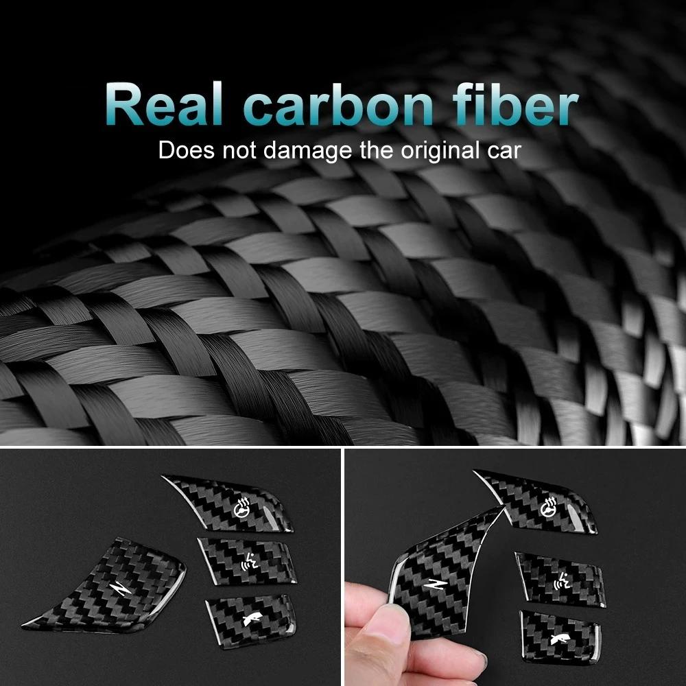 Real Carbon Fiber For Chevy Corvette C8 2020 2021 2022 2023 2024 2025 Steering Wheel Button Cover Trim Interior Accessories