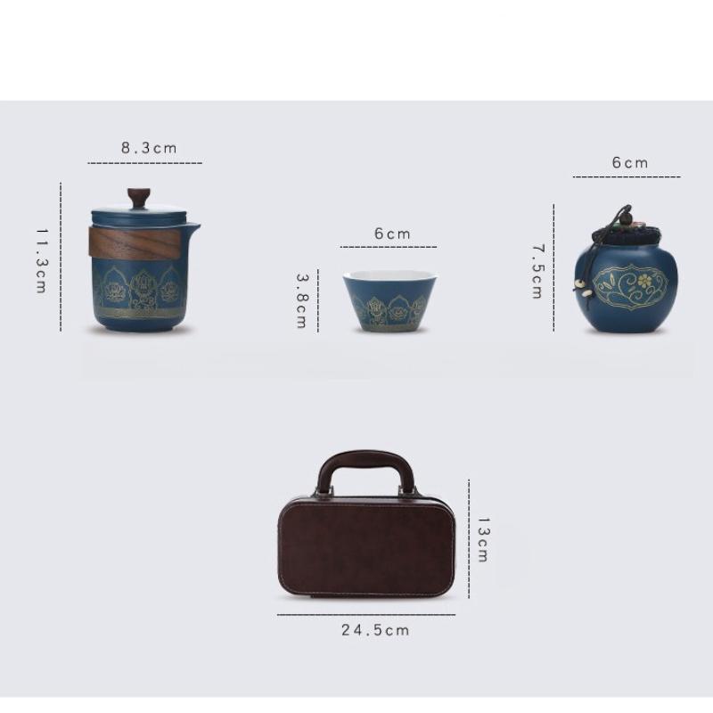 Travel Tea Set Portable Outdoor Camping Travel Tea Drinking Equipment Accompanying Tea Cup a Pot Of Three Cups