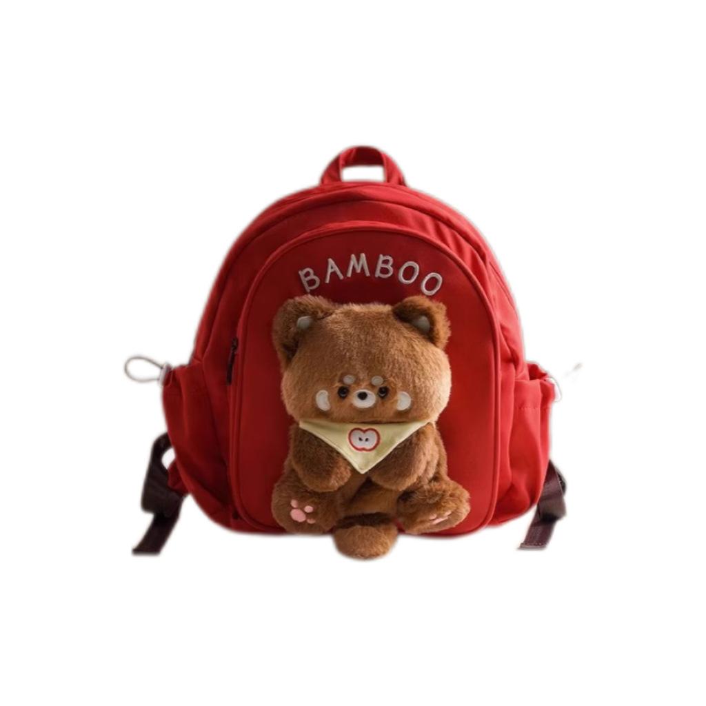 

Lamb Detachable Raccoon Plush Doll Backpack Student Schoolbag Cartoon Gifts красный