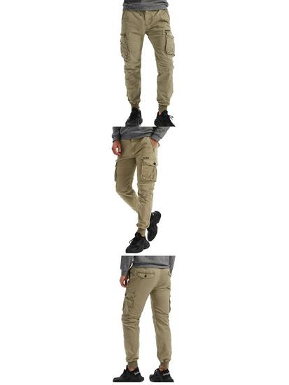 Men's European & American Style Elastic Waist Cargo Jogger Pants - Autumn/Winter Collection