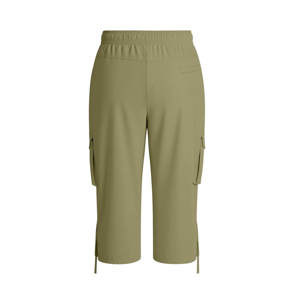 Women’s Drawstring Waist Cargo Capris with Multiple Pockets and Adjustable Hem for Outdoor Activities