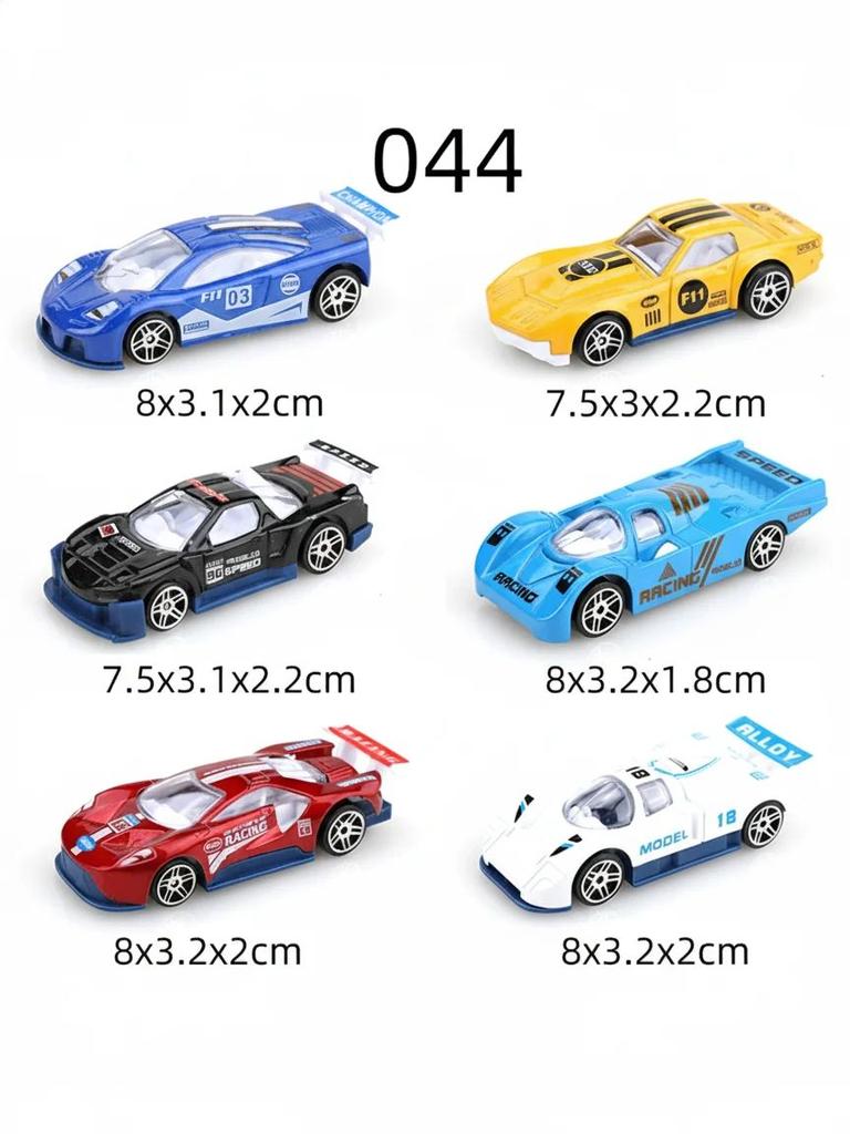 (Boxed) 1/64 racing car theme/dedicated sports car set, 6 pieces, die-cast metal, boy's toy, sliding model, no pullback.