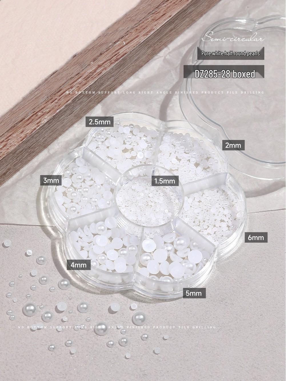 

Gold & Silver Half-Round Pearl Plum Blossom Box - DIY Jewelry & Nail Art Decorations