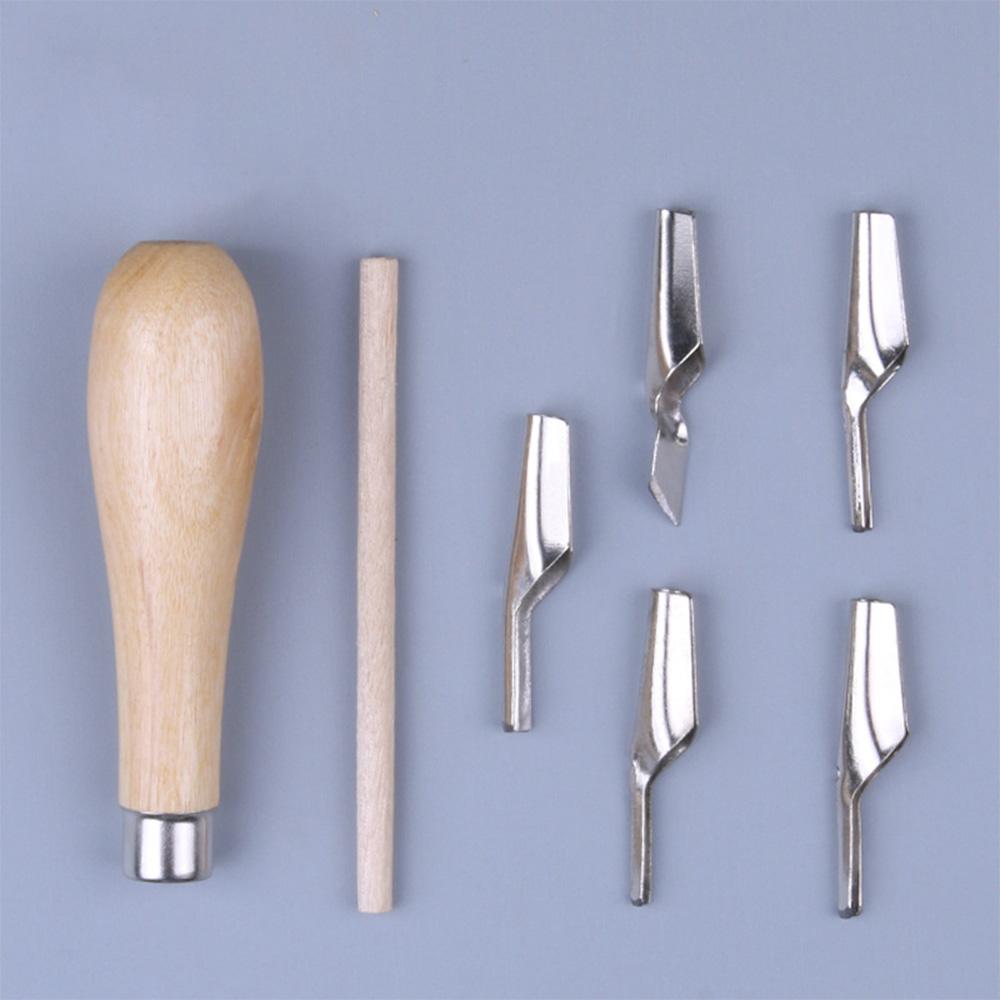 Carving Tool Set Wood Handle Cutting Kit for Printing Blocks Rubber Stamps Art Craft Supplies