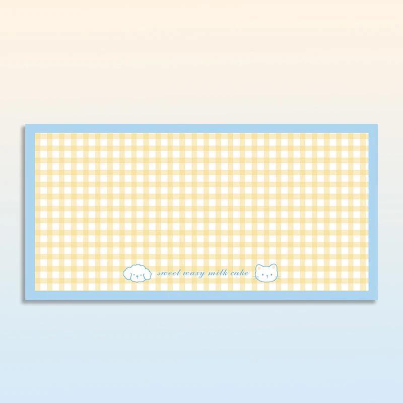 Pet Waterproof Carpet Cat Dog Eating Mat Blue Plaid Pvc Leather Non-slip Floor Mats Cute Sweet Home Decoration Rug for Kitchen