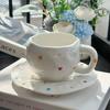 Shangqi Hand-Painted Love Heart Ceramic Coffee Cup & Saucer Set