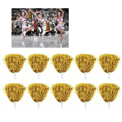 10PCS Cheering Pompoms with Straight Handle Reusable Flash Effect Plastic Cheering Poms Ball