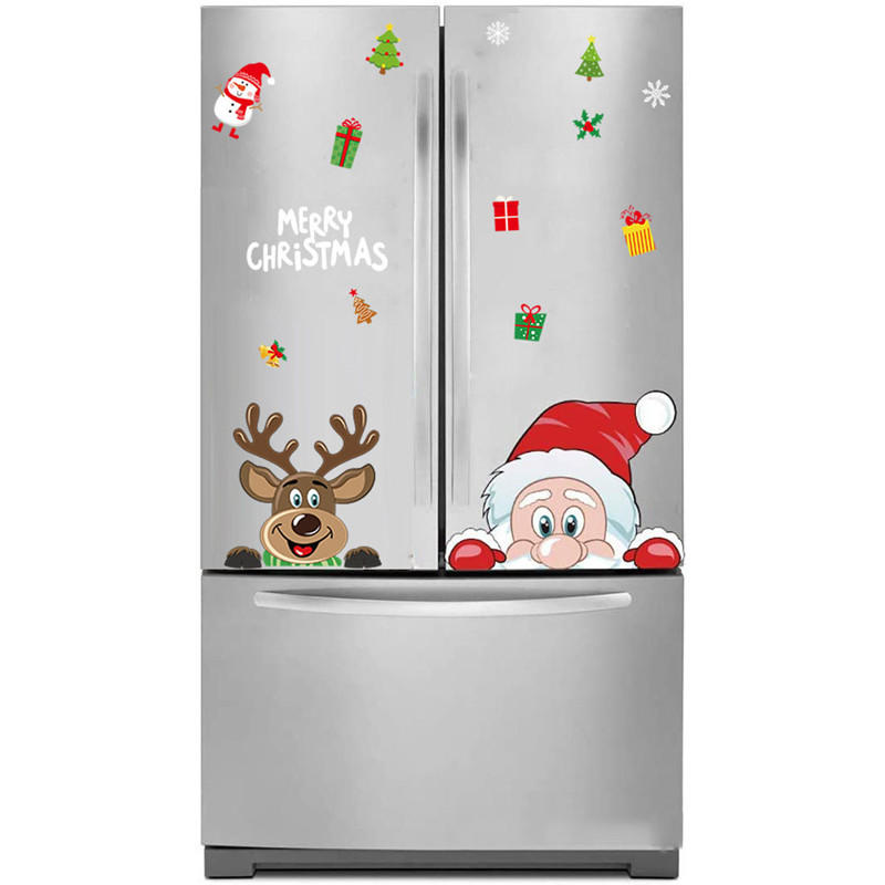 Vánoční elektrostatická samolepka na okno Skleněná nálepka Santa Claus Vločka Samolepky na zeď Pro dětské pokoje Novoroční ozdoby Dekor