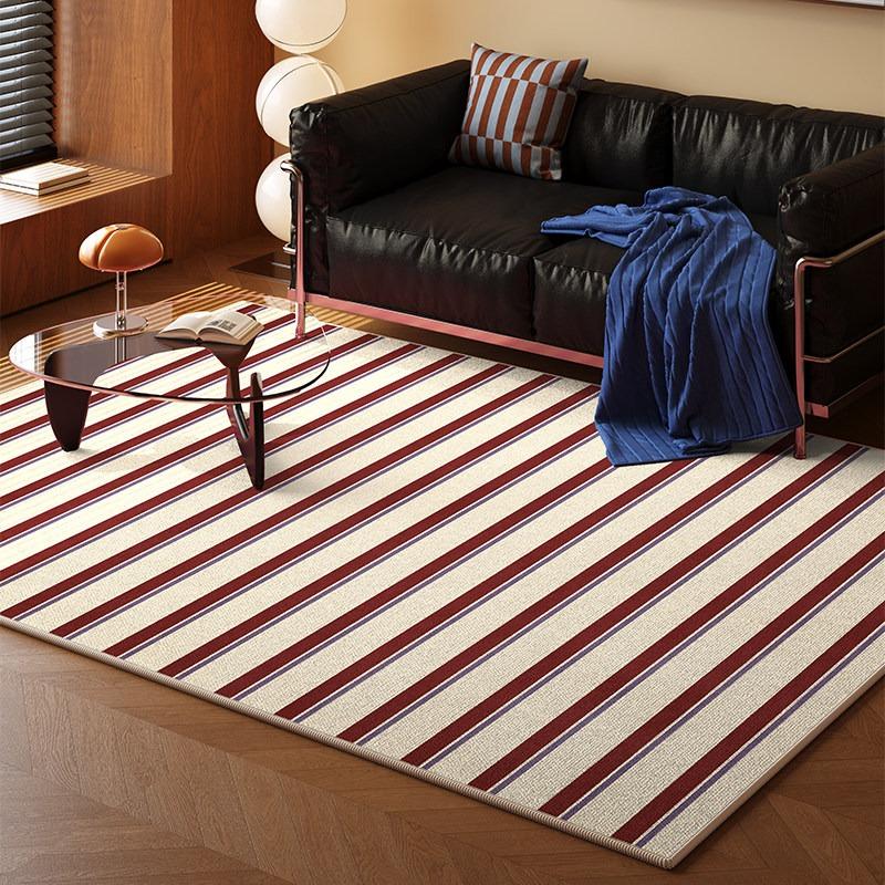 Retro Style Living Room Decoration Carpets Light Luxury Rugs for Bedroom Artistic Striped Bedside Rug Home Thicken Floor Mat